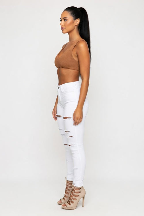 Ripped Pencil Jeans — side view