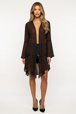 Chiffon Trumpet Sleeve Cardigan — Black