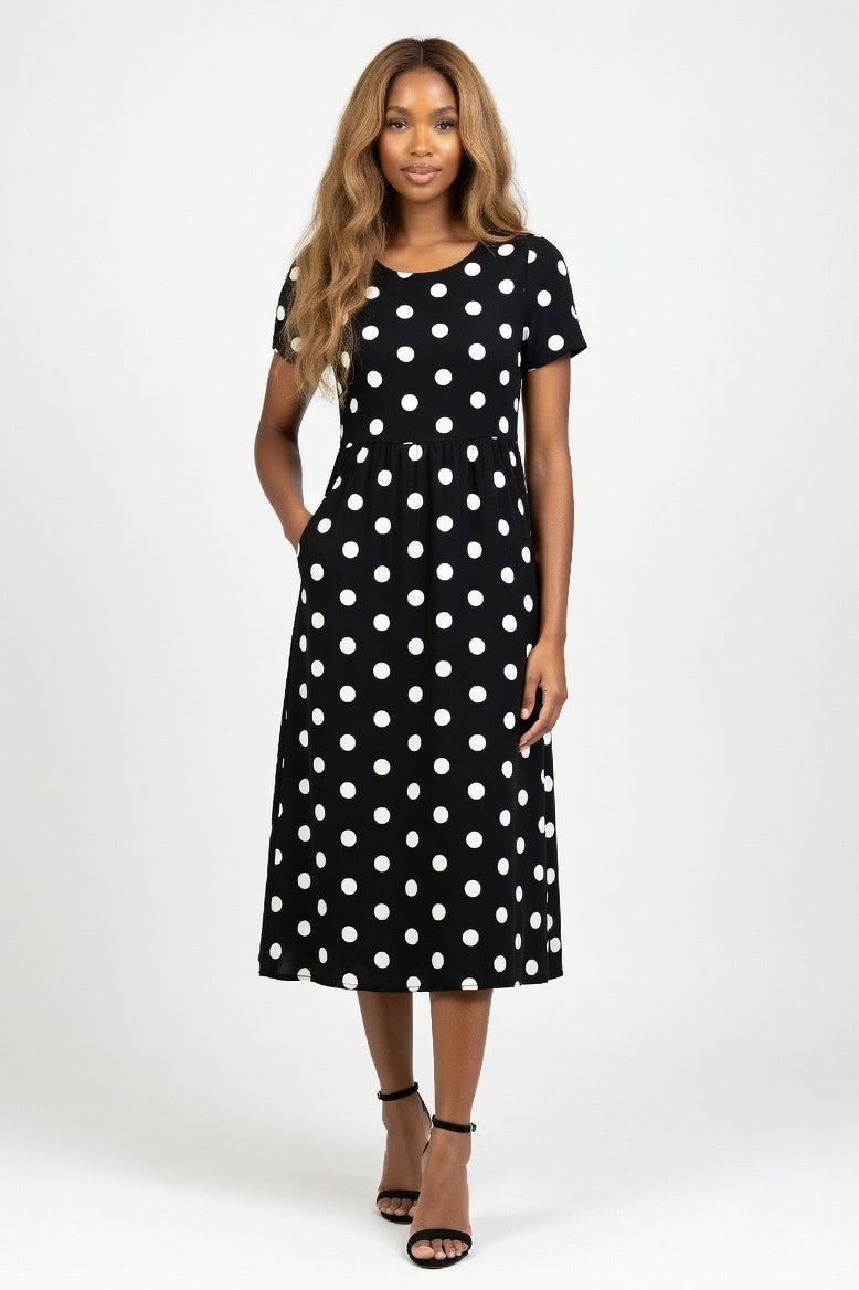 Printed Swing Dress — Black