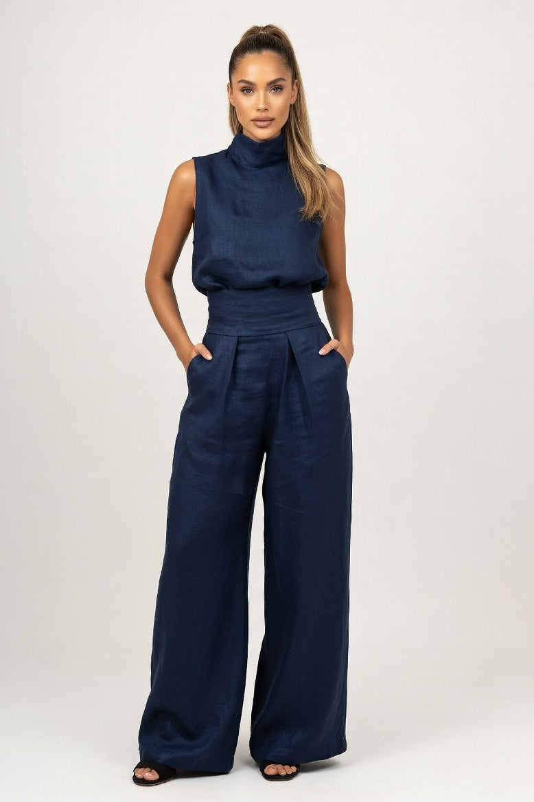 Two-Piece Co-ord Set — Navy Blue