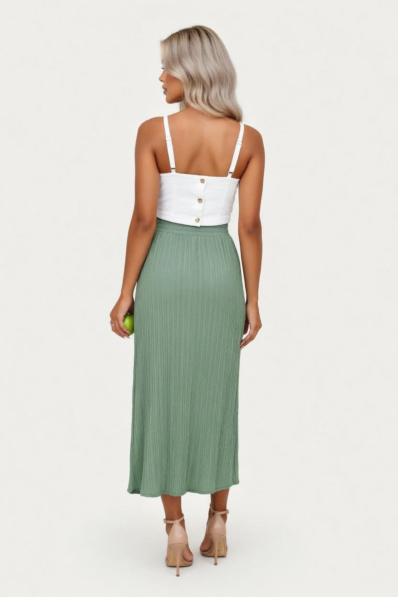 High Waist Split Maxi Skirt — back view