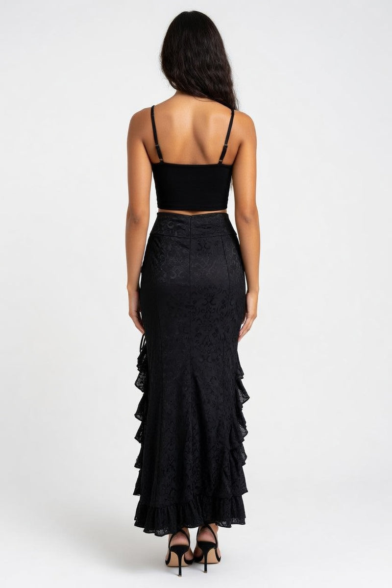 Gothic Fishtail Maxi Skirt — back view