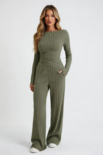 Knitted High Neck Co-ord Set — Green