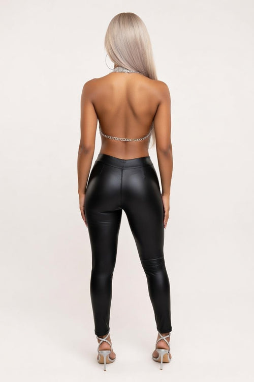 Chain Detail Halter Top — back view