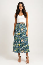Leopard Print Elastic Waist Skirt — Green