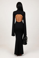 High Neck Cut-Out Midi Dress — back view