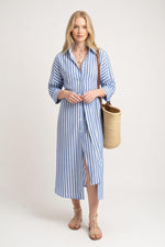 Striped Shirt Dress — front view