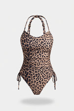 Leopard Print Halter Swimsuit — Floral