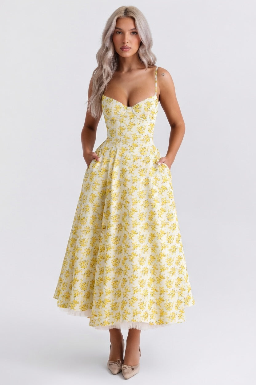 Mesh Double Layer Halter Dress — Off White