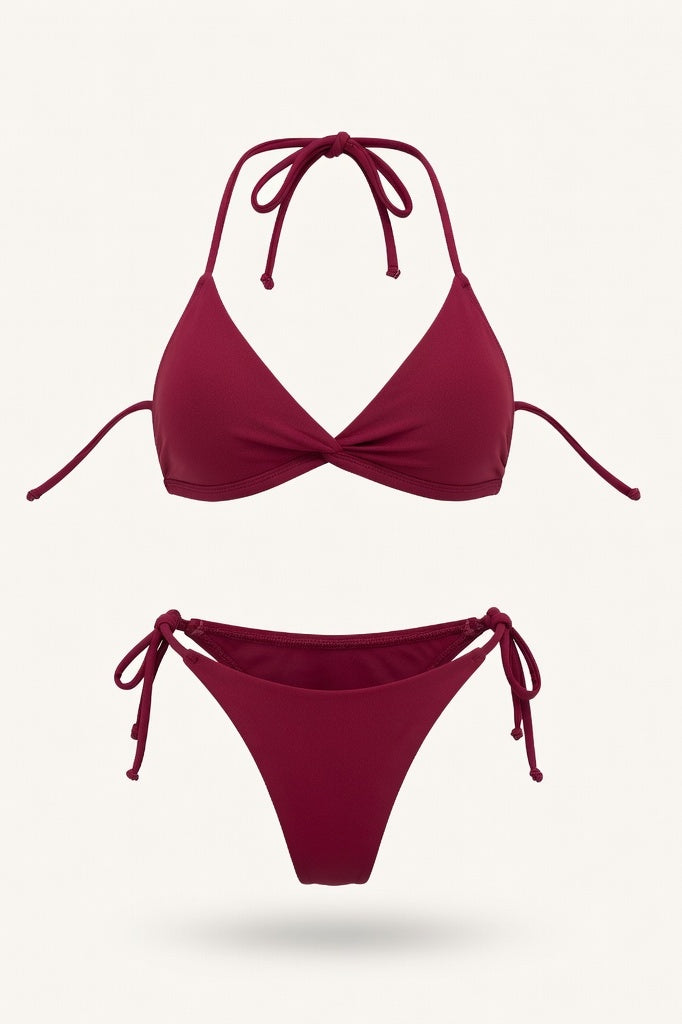 Solid Two-Piece Bikini — Burgundy