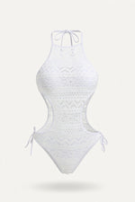 Lace Cut-Out Swimsuit — White