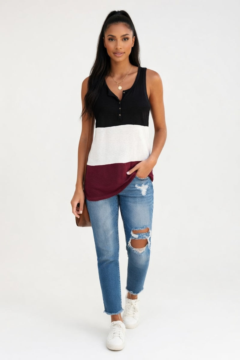 Contrast Collar Button Vest — front view