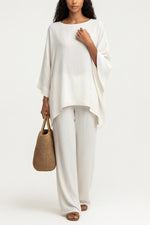 Batwing Top Wide Leg Trouser Co-ord — White