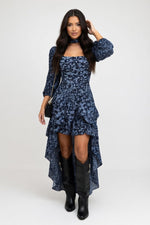 Printed Ruffle Dress — front view
