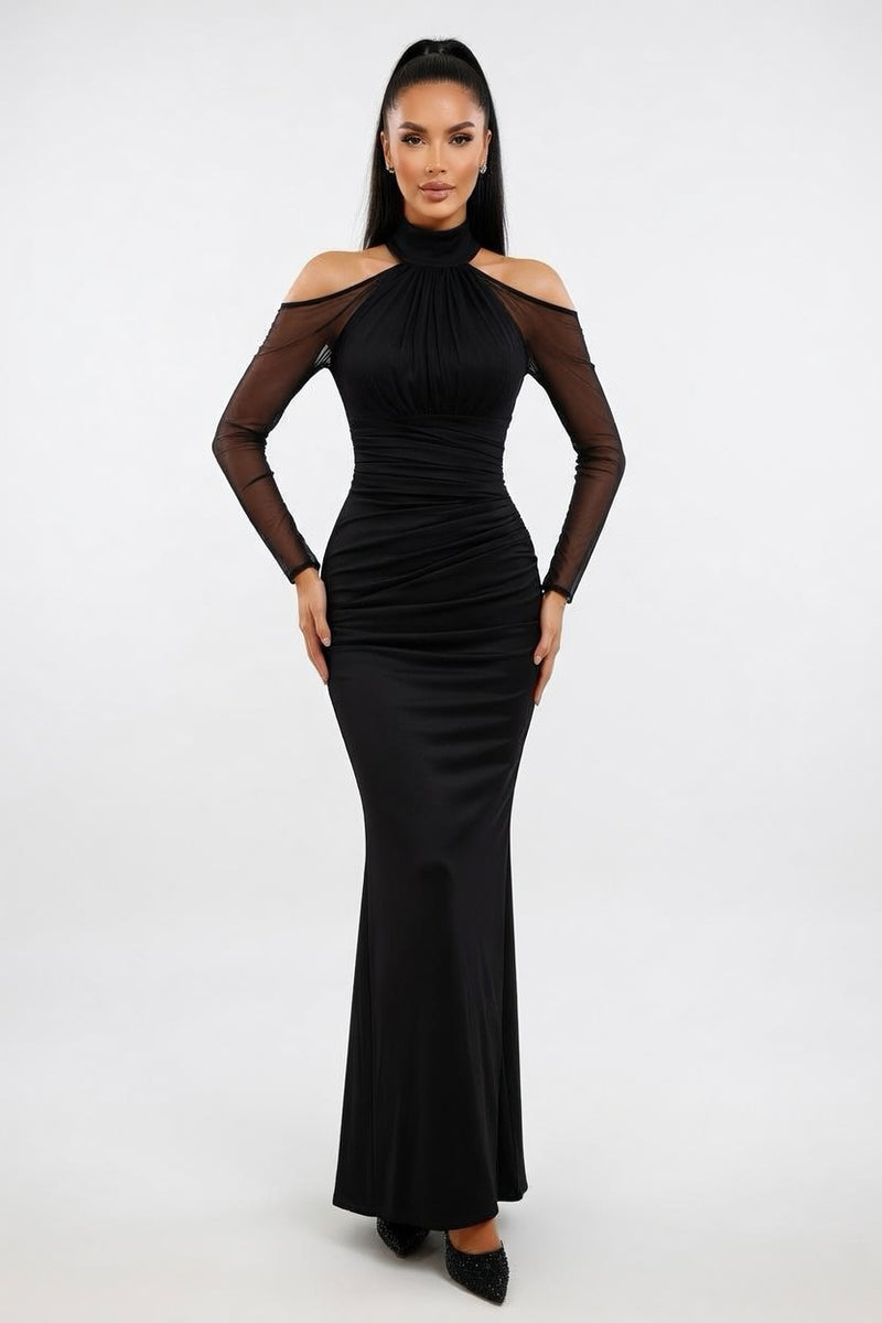 Draped Fishtail Dress — front view