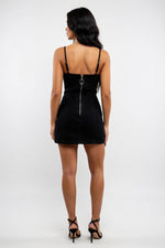 Halter Bodycon Dress with Ring Zip Detail — back view