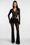 Lace Deep V Top & Flare Trouser Co-ord