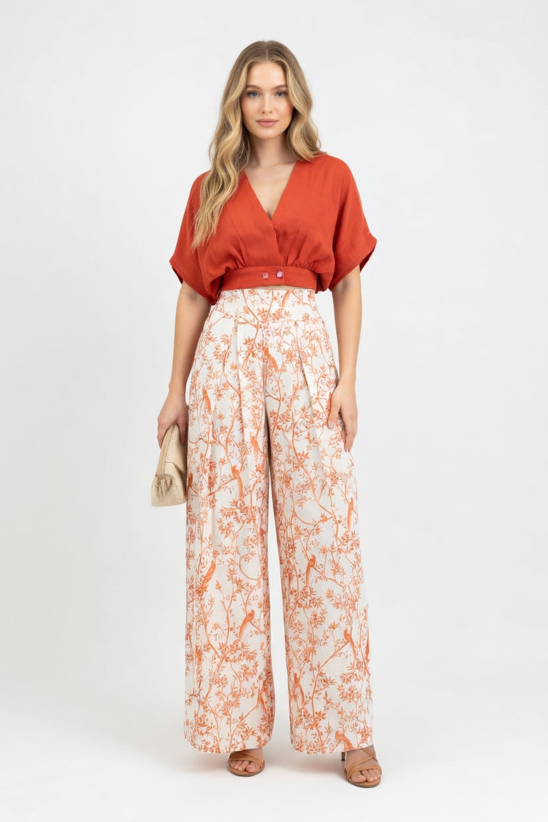 Printed Wide-Leg Co-ord Set — front view