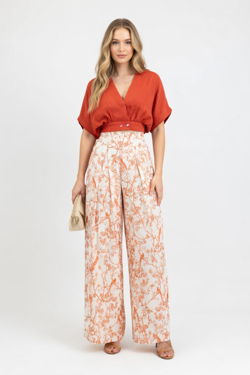 Printed Wide-Leg Co-ord Set — front view