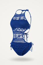 Lace Cut-Out Swimsuit — Royal Blue