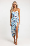 Contrast Print Pleated Mini Dress