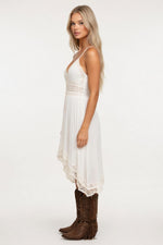 Lace Halter Mini Dress — side view
