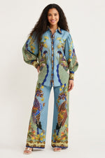 Graffiti Print Blazer Set — Blue