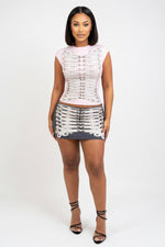 Printed T-Shirt Mini Skirt Co-ord — front view
