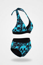 Skull Print One-Piece Swimsuit — side view