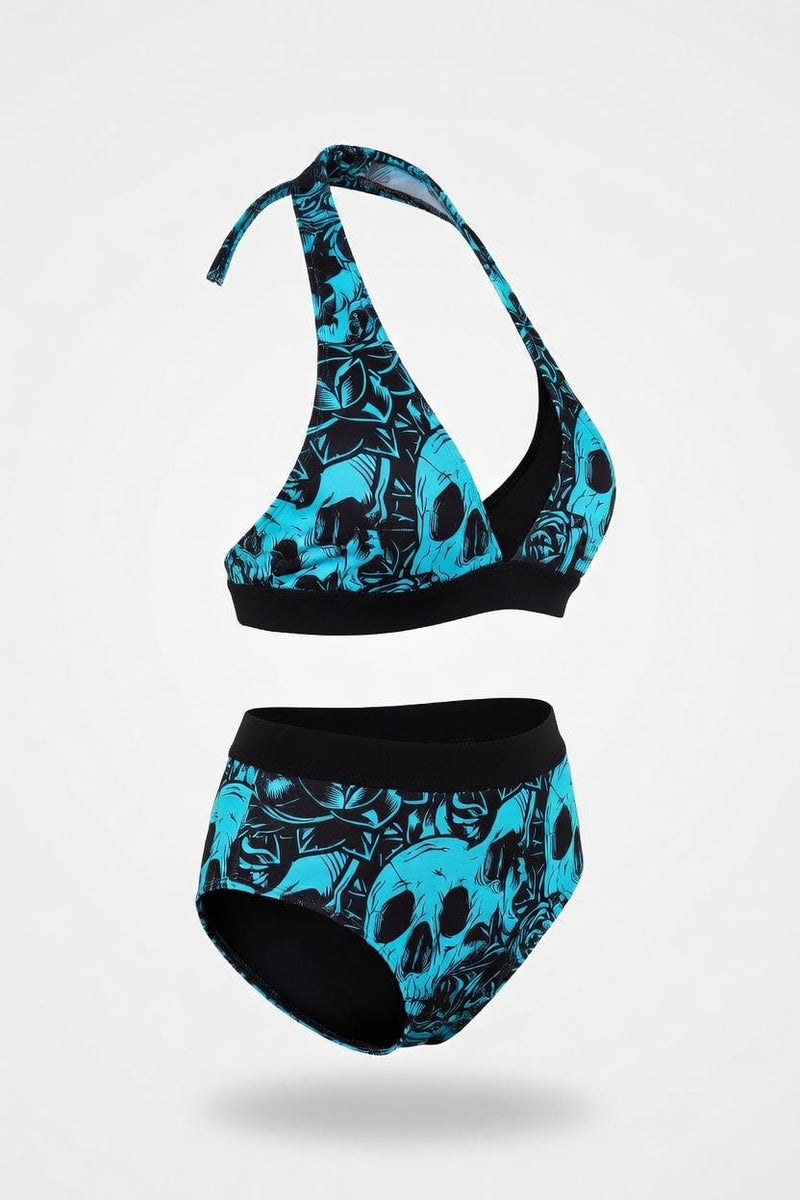 Skull Print One-Piece Swimsuit — side view