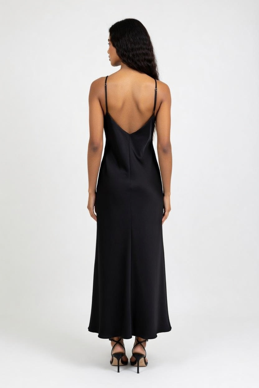 Satin Mini Dress — back view