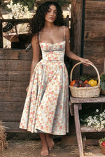 Halter Midi Dress — White Red Floral — colour variant