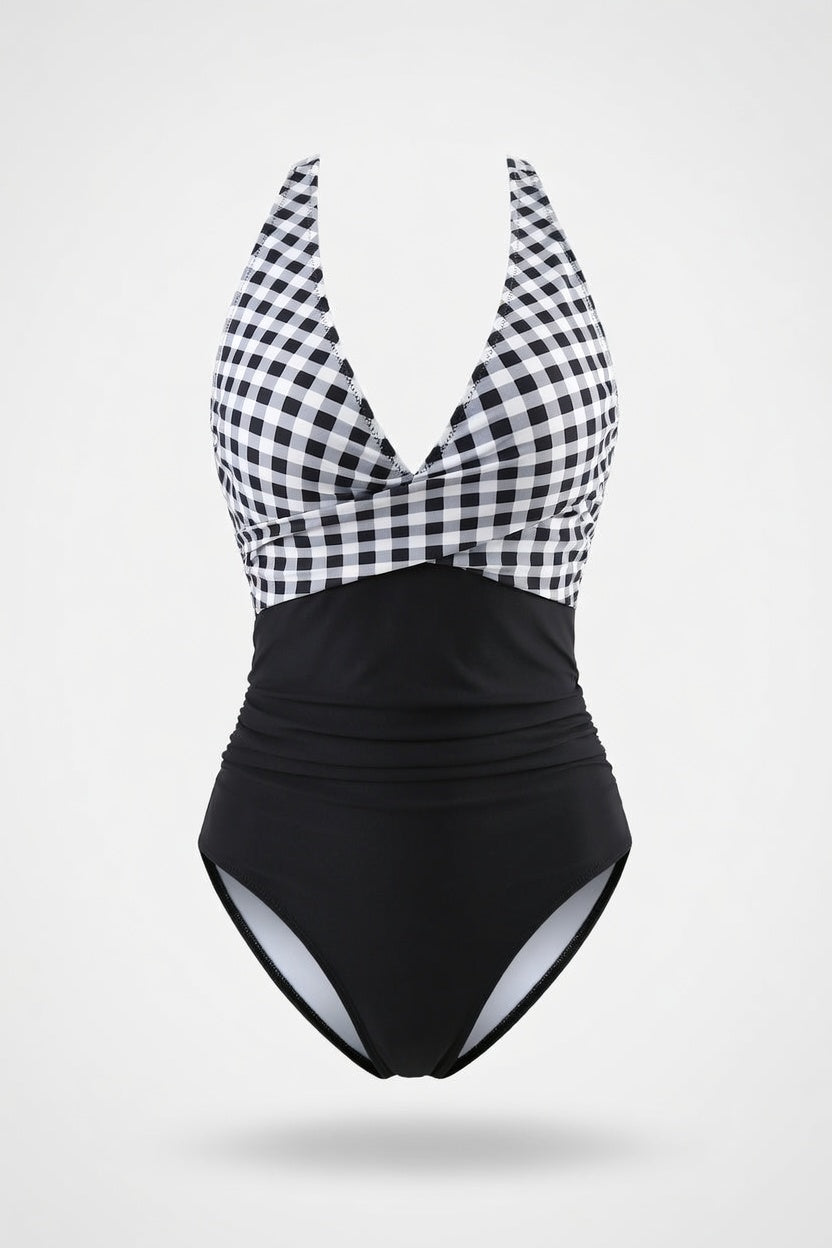 Backless Cross-Detail Swimsuit — front view