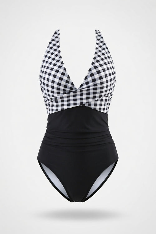 Backless Cross-Detail Swimsuit — front view