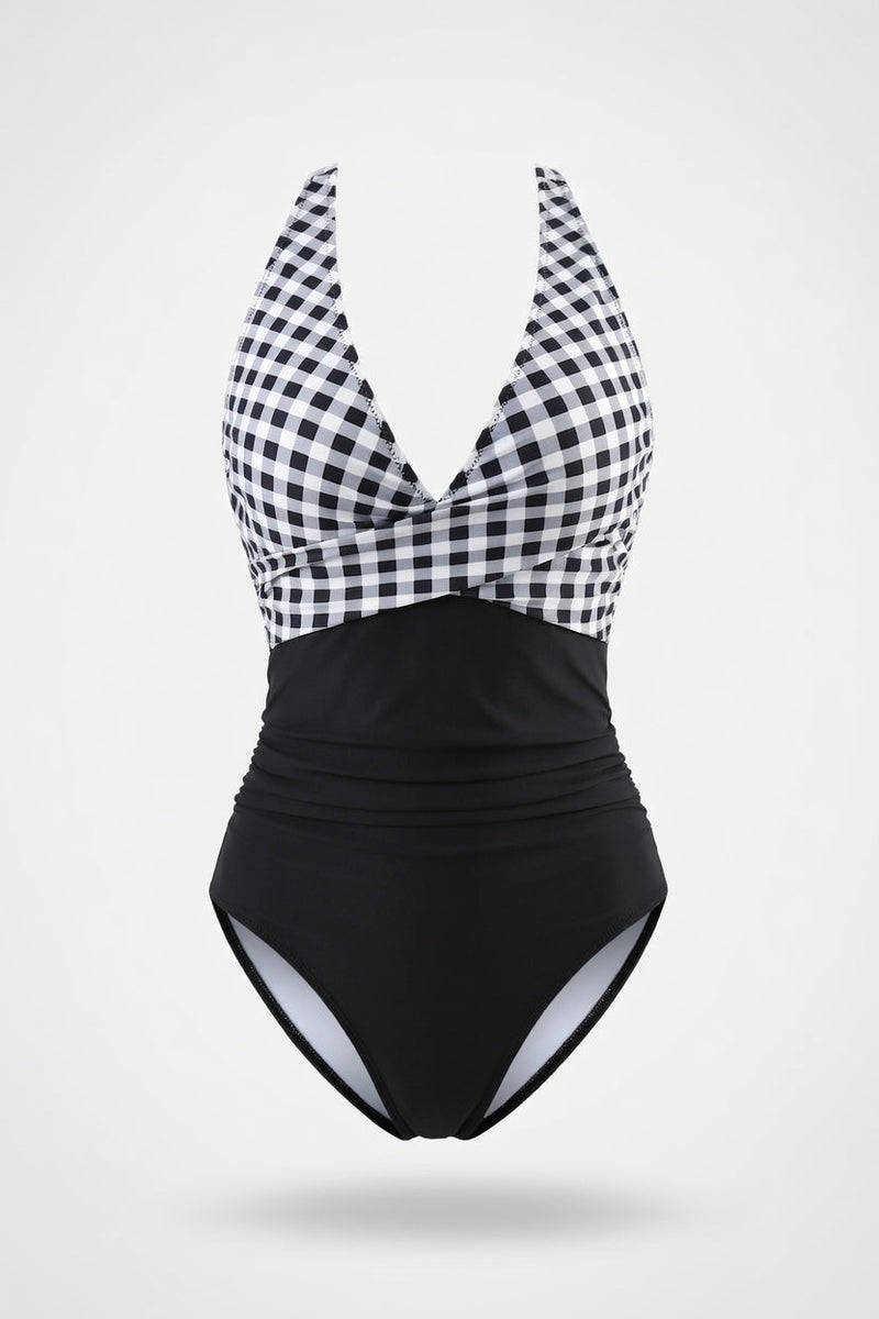 Backless Cross-Detail Swimsuit — front view