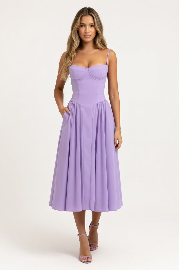 Halter Midi Dress — Light Purple