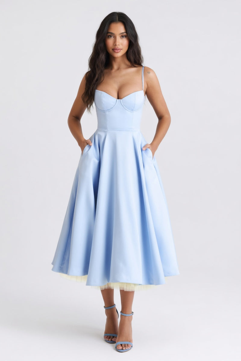 Mesh Double Layer Halter Dress — front view