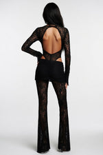 Lace Deep V Top & Flare Trouser Co-ord — back view