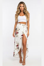 Chiffon Floral Skirt — Navy Blue