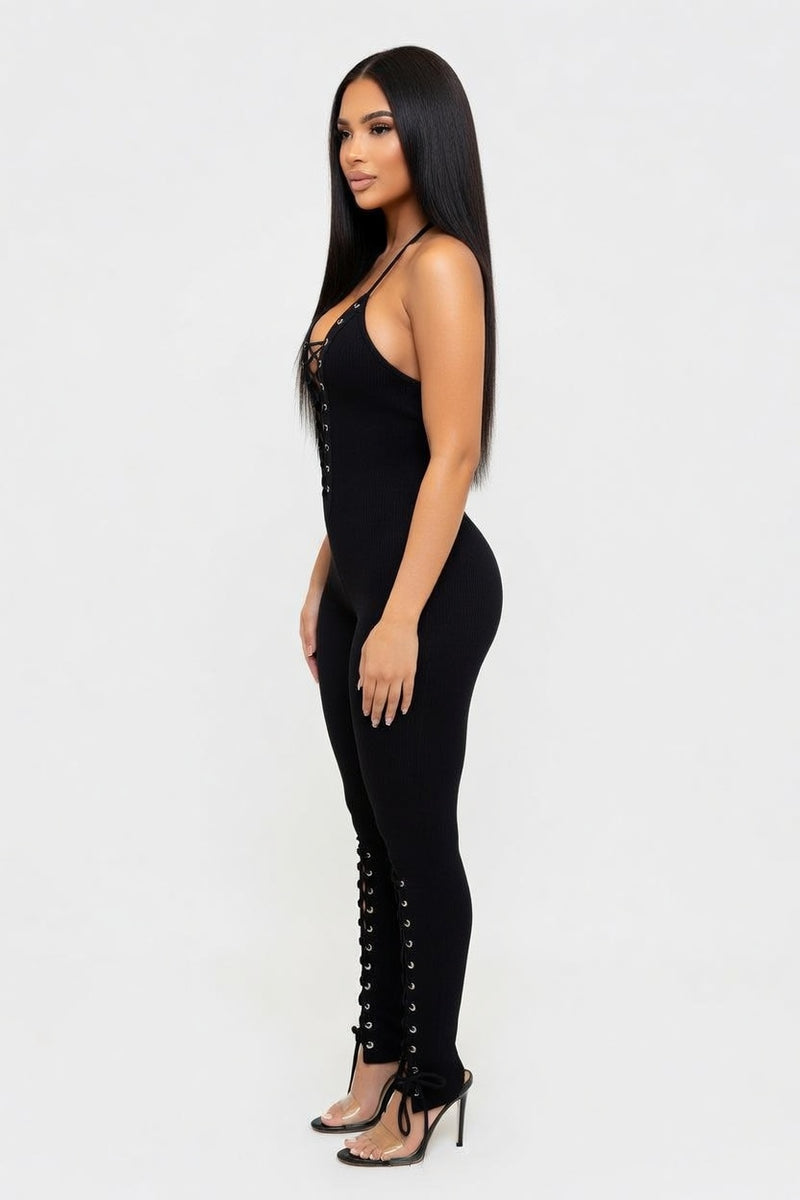 Halter Cut-Out Jumpsuit — side view