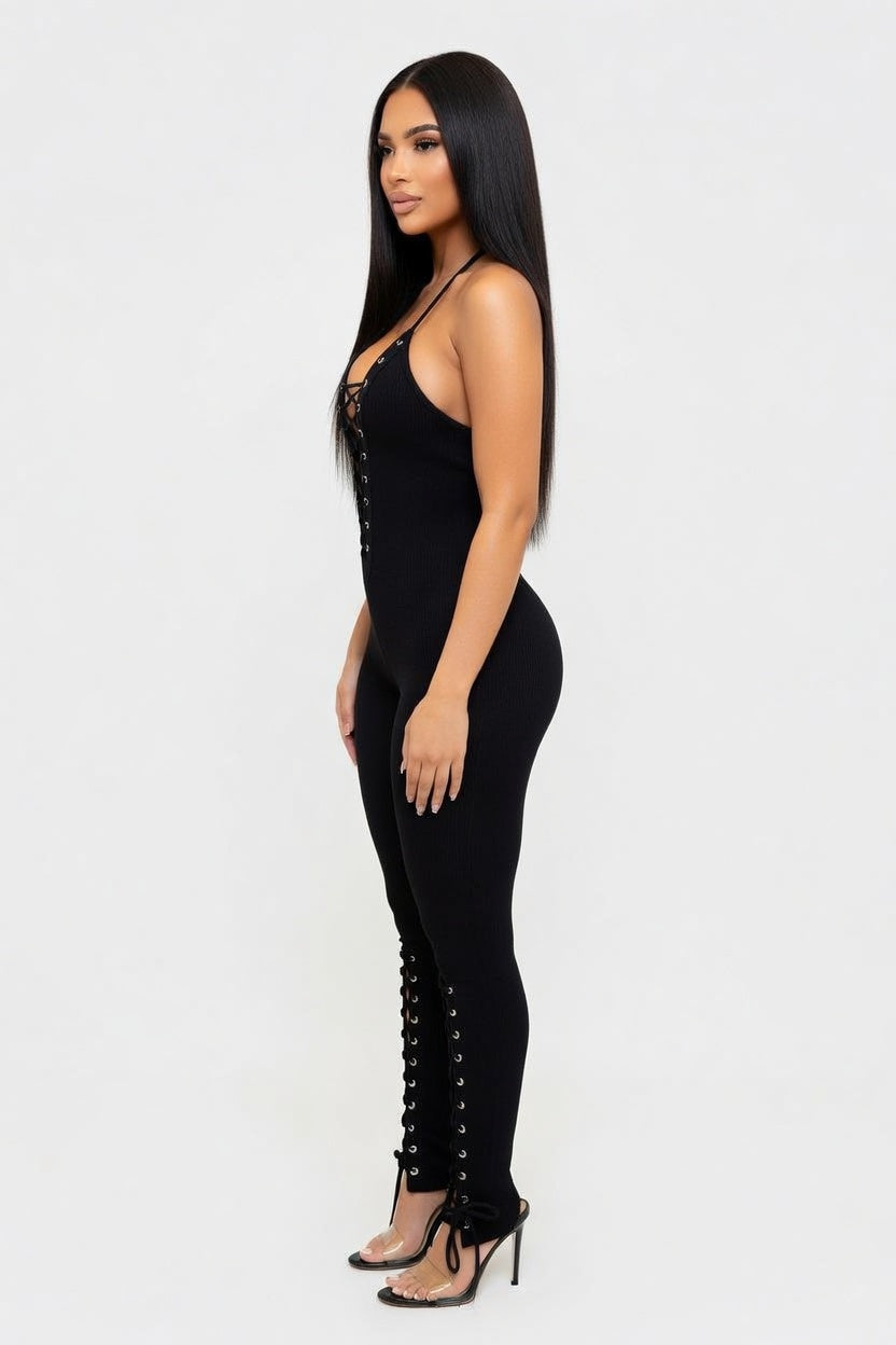 Halter Cut-Out Jumpsuit — side view