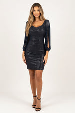Sequin Tassel Mini Dress — Black