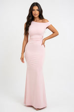 Off Shoulder Pleated Mini Dress — Pink
