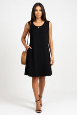 Pleated Pocket Dress — Black