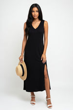 V-Neck Sleeveless Dress — Black
