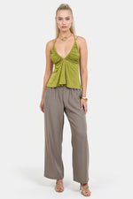 Halter Cut-Out Vest — Green