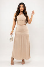 Pleated Midi Skirt — Off White