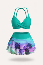 Ruffle Split Bikini Set — Lake Blue