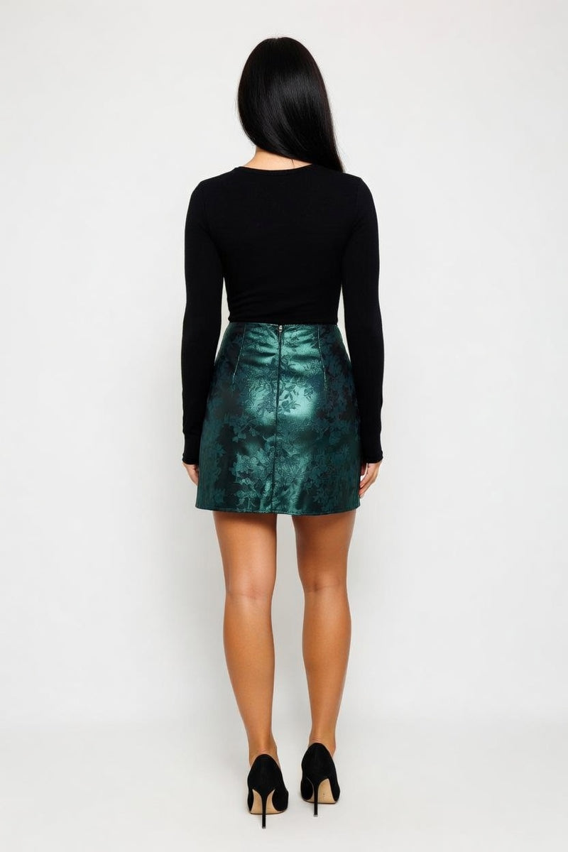 Satin A-Line Skirt with Side Slit — back view