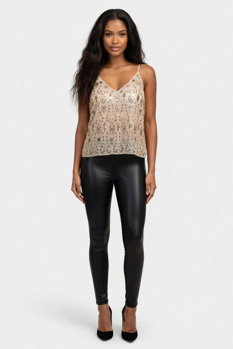 Sequin Camisole — Red Gold